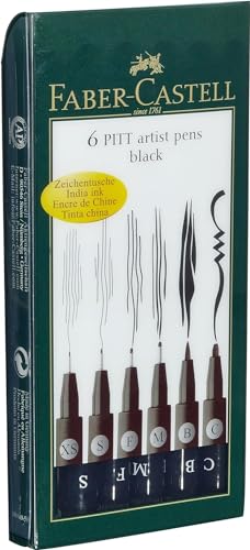 Faber-Castell F167116 Pitt Artist Pen Wallet of 6 with Assorted Tips - Black - Image 3